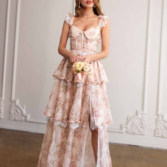 V.Chapman The Jolie Dress in Peach Tapestry - Picture 5 of 11